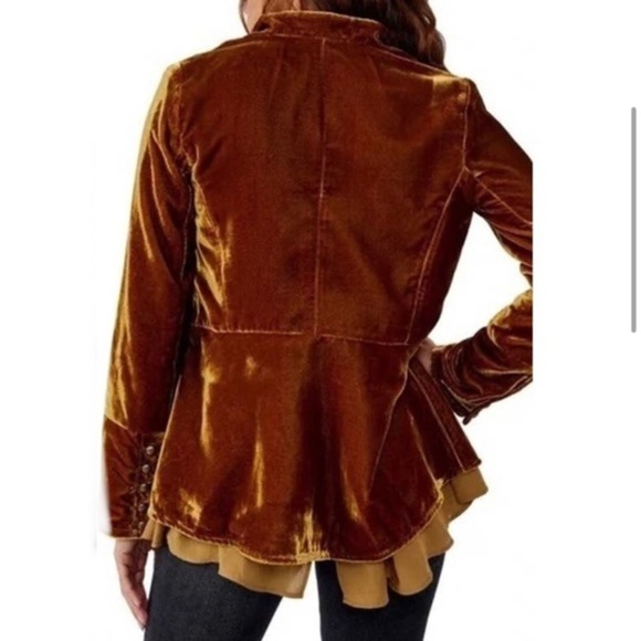 Free People Faye Velvet‎ Jacket in Warm Tobacco Size Small brand new - Picture 3 of 6